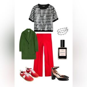 NWT ✨ J.Crew Delaney Kickout Sweater Pant in Red Size M